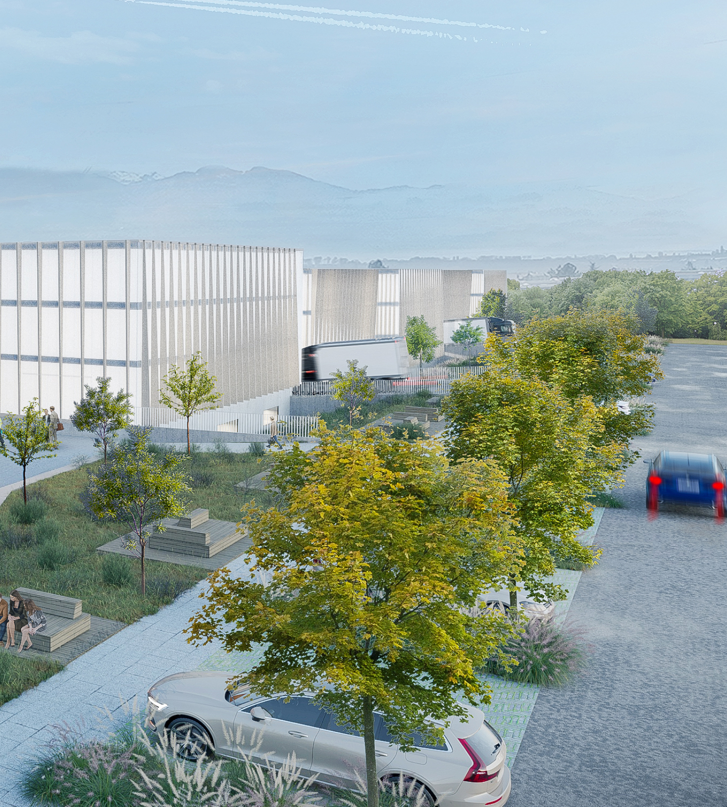 batiment POLYPRIME avec vue sur parking